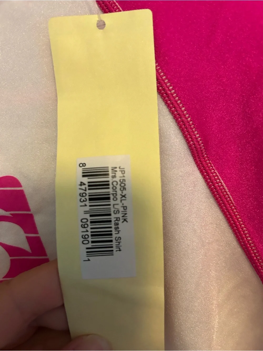 Girls' White and Hot Pink Long Sleeve Swim Tee